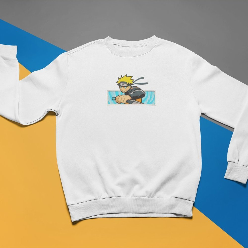 New- White&black Embroidered anime box Sweaters